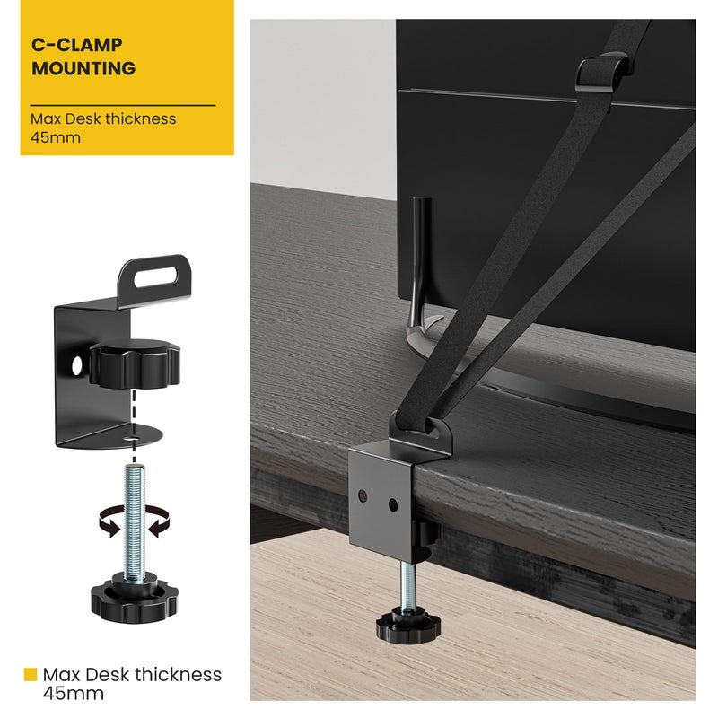 IMtKotW TV Safety Straps Furniture and TV Wall Anchors and Punch-Free Clamp Straps for Baby Proofing, VESA Mounting, Metal Connectors, Black - Image 3